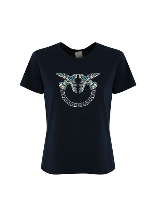 T-shirt Quentin con logo gioiello Blu PINKO | 100535 A2G7G1A
